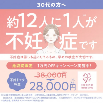 池袋院限定 不妊ドック1万円OFFキャンペーン