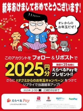 新年お年玉キャンペーン「えらべるPay 2025円分プレゼント」