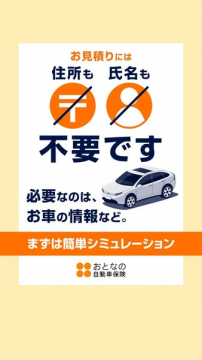 おとなの自動車保険：住所氏名不要の見積り