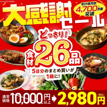 大感謝セール 食材26品5日分セット