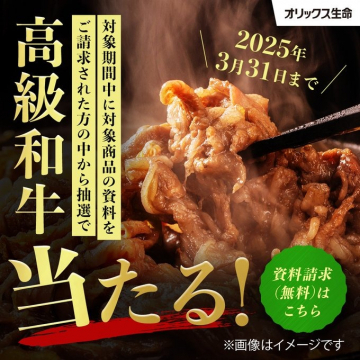 オリックス生命 資料請求キャンペーン（高級和牛プレゼント）