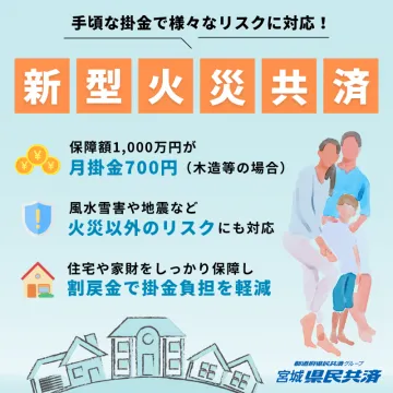 新型火災共済（風水雪害や地震も対応する共済保険）