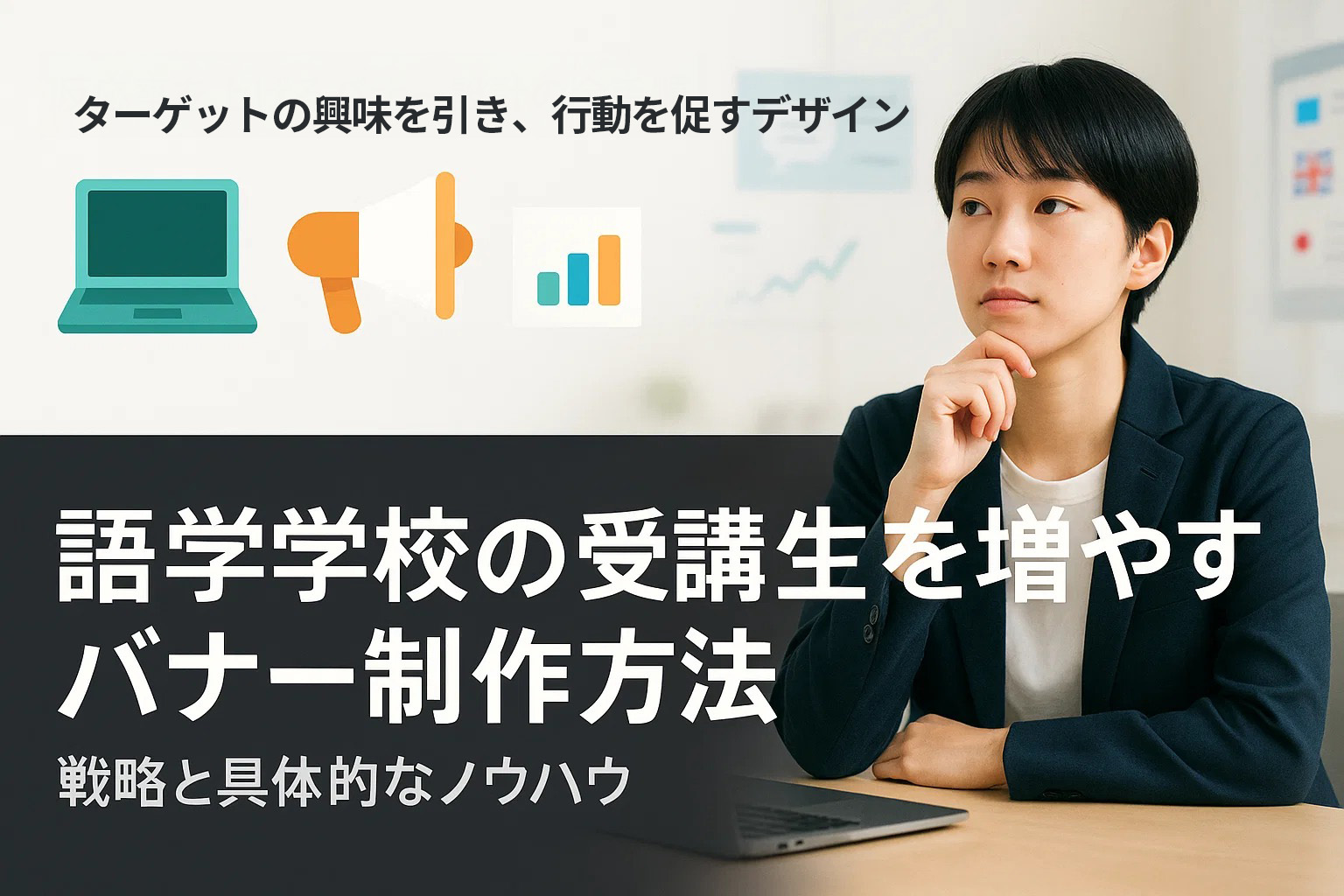 語学学校の受講生を増やすバナー制作方法
