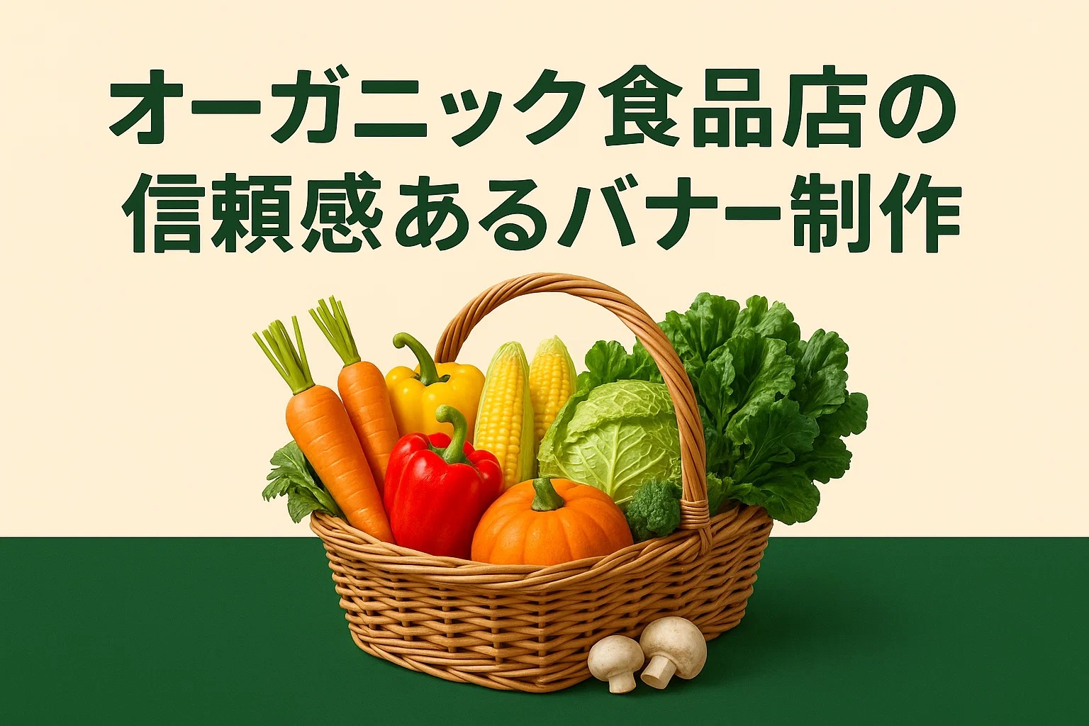オーガニック食品店の信頼感あるバナー制作