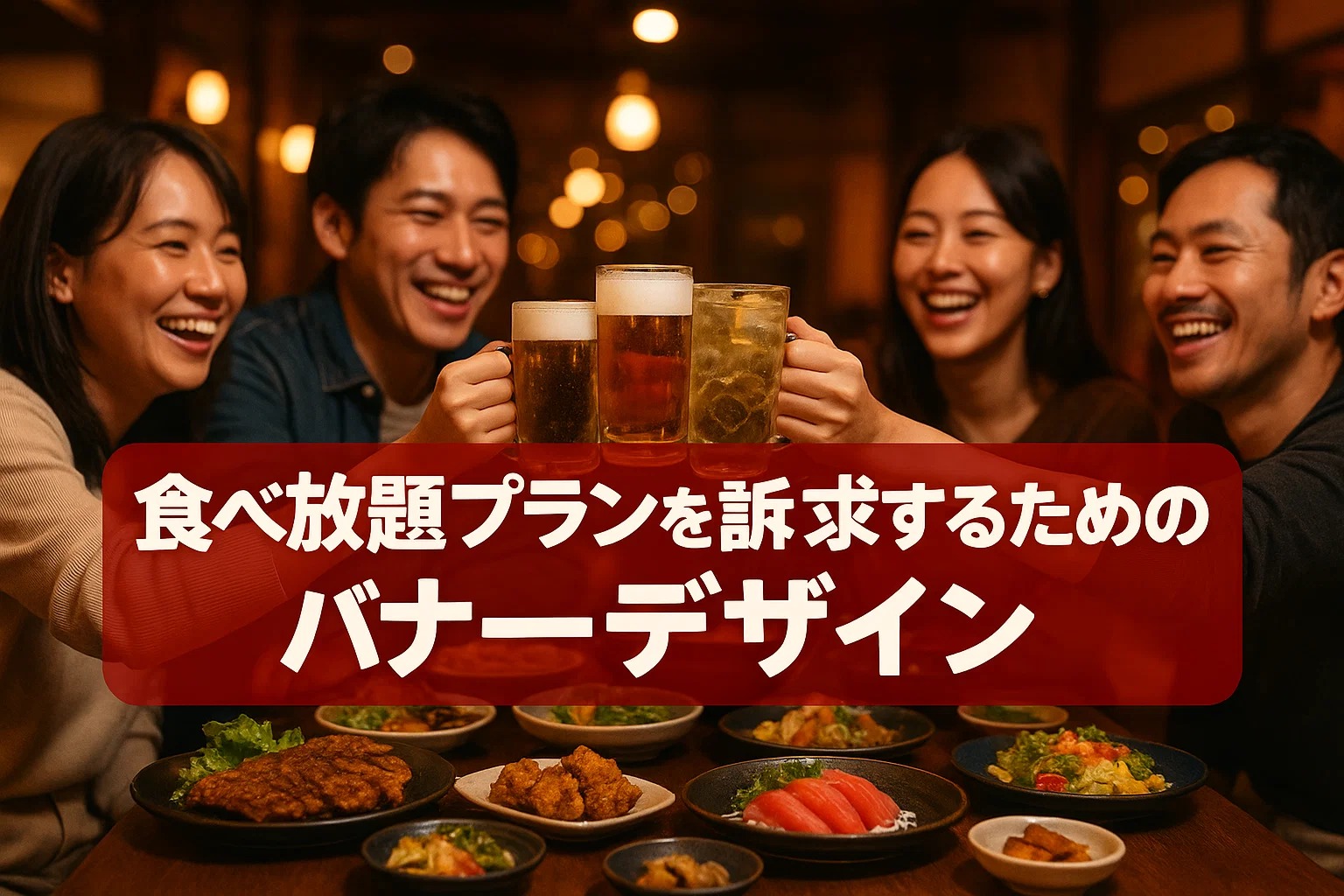 食べ放題プランを訴求するためのバナーデザイン