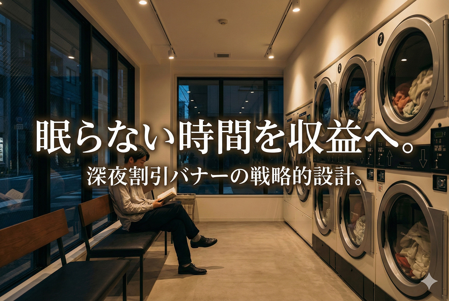 コインランドリーの深夜割を告知するバナー制作