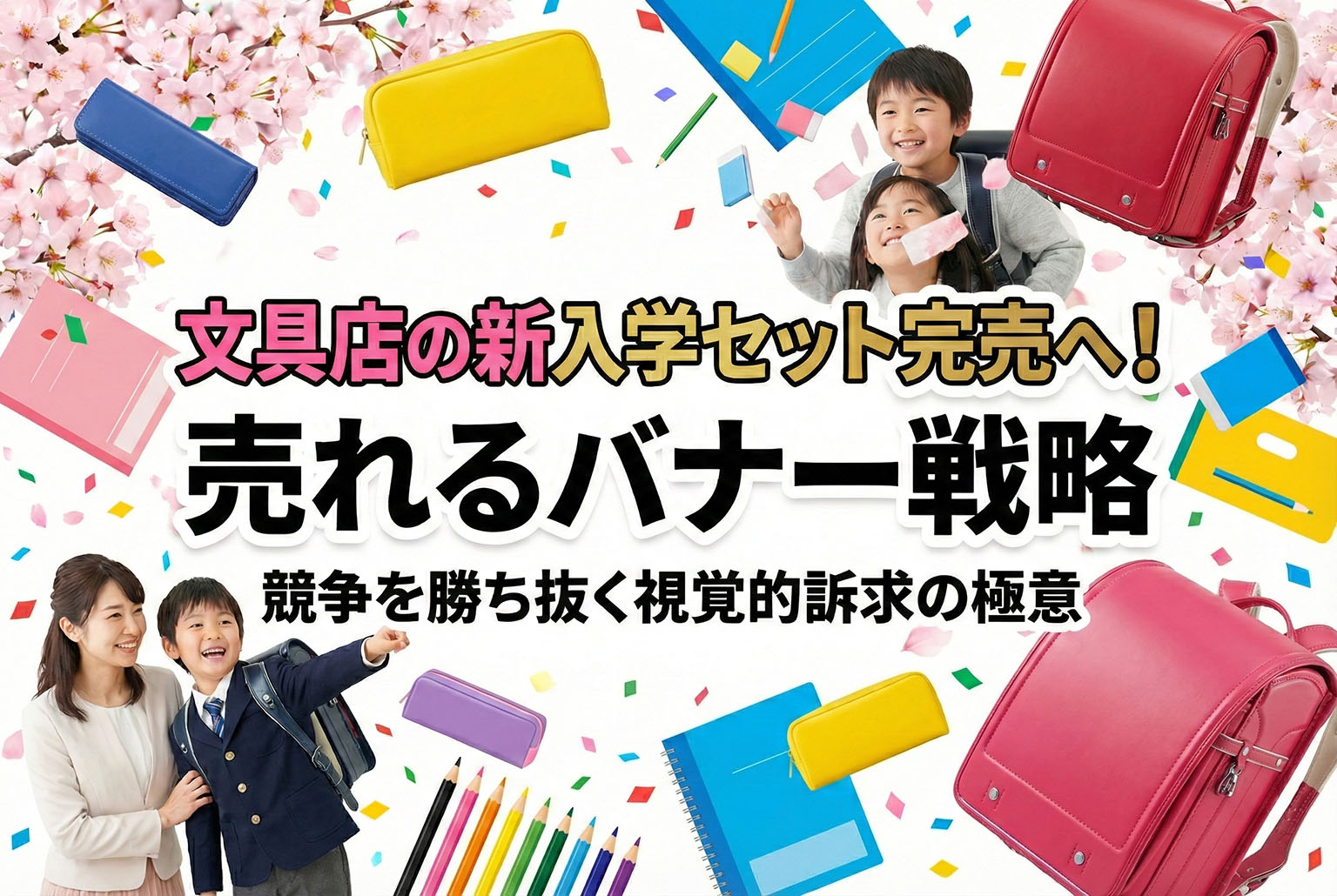 文具店の新入学セットを訴求するバナー制作