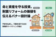 耐震リフォームのメリットを伝えるバナー設計