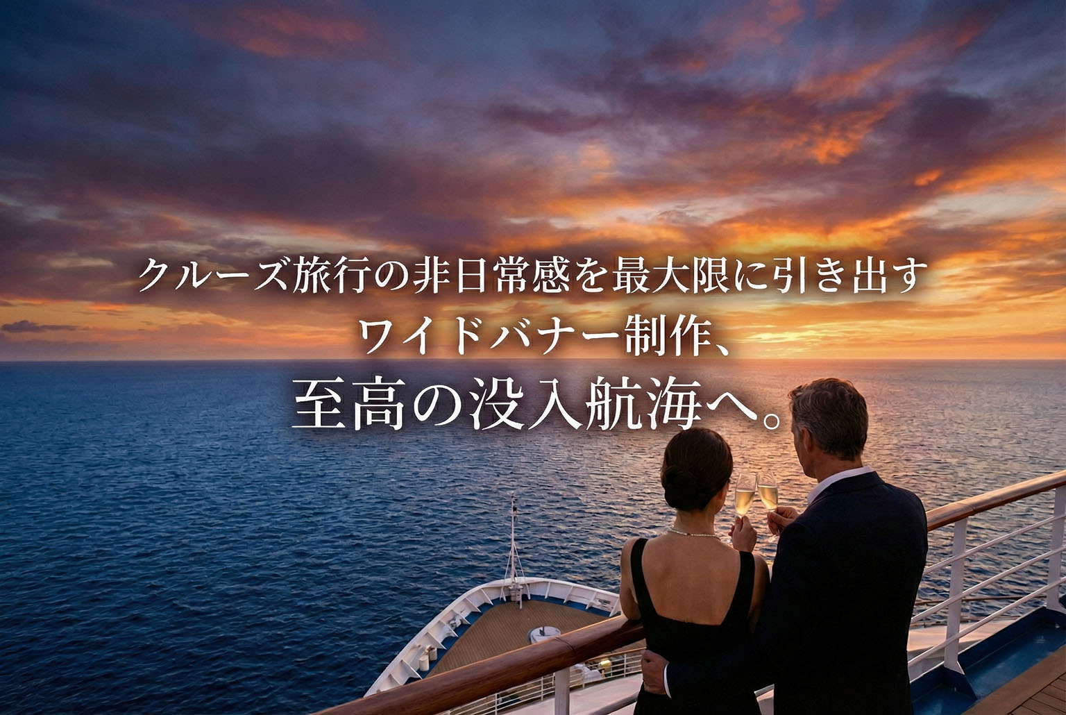 クルーズ旅行の非日常感を演出するワイドバナー