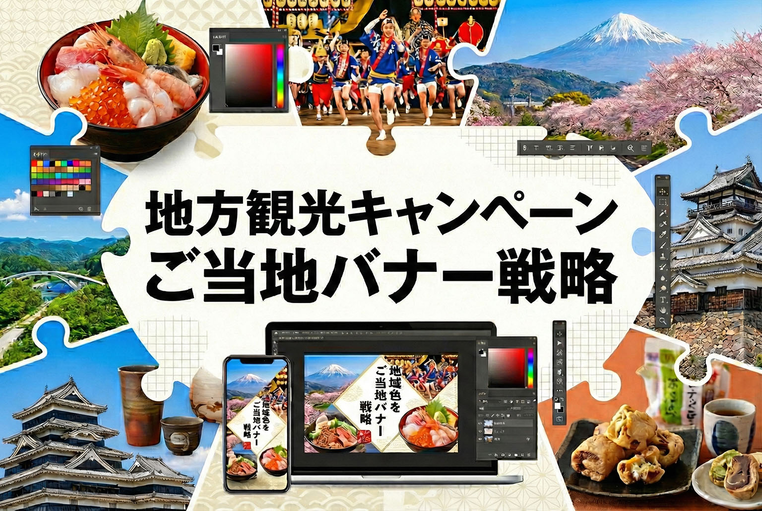 地方観光キャンペーンの地域色を出すご当地バナー