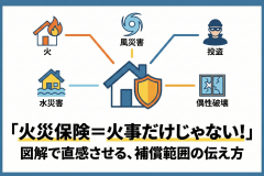 火災保険の補償範囲を図解で伝えるバナー制作