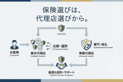 代理店比較の注意点を示す保険バナーの作法