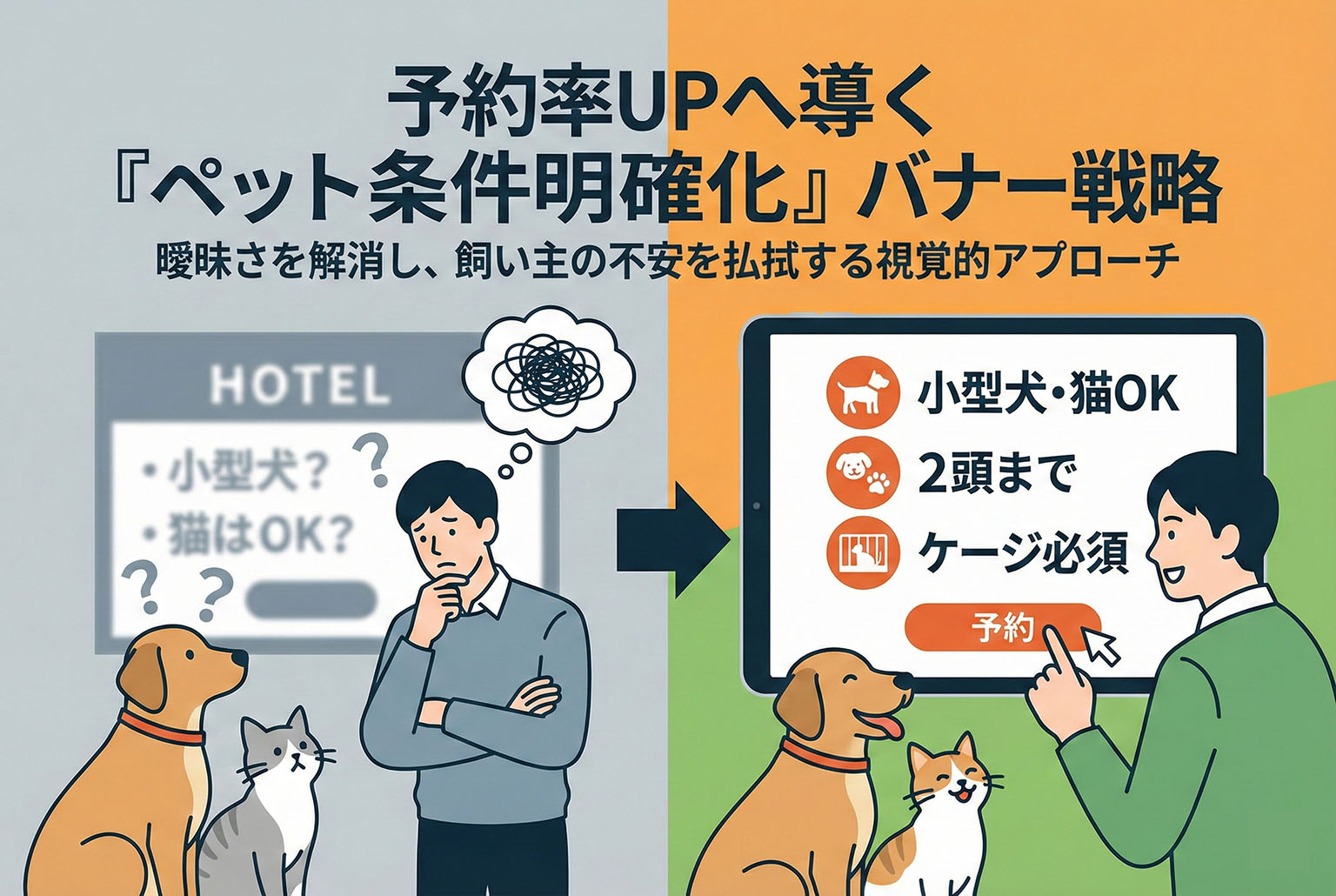 ペット同伴可宿の条件を明確化する宿泊バナー
