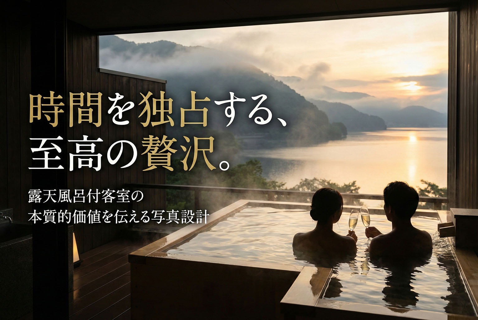 露天風呂付客室の価値を伝える写真設計バナー