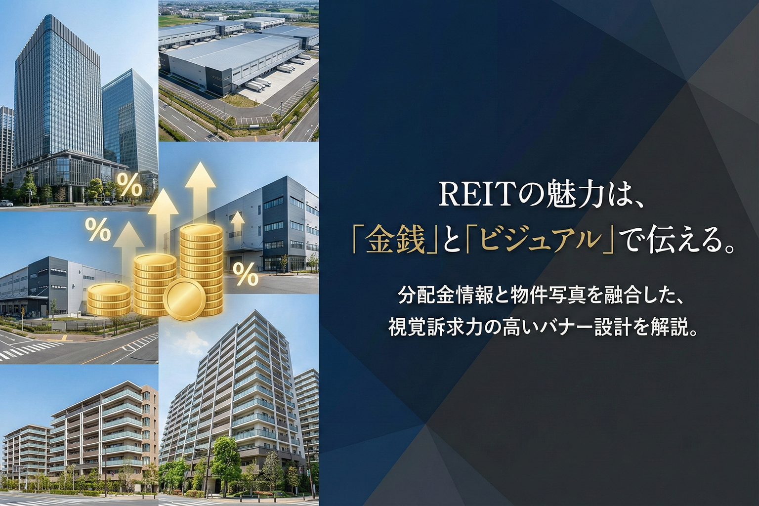 REITの分配金と物件写真を活かす訴求バナー