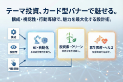 テーマ投資のラインアップを見せるカード型バナー