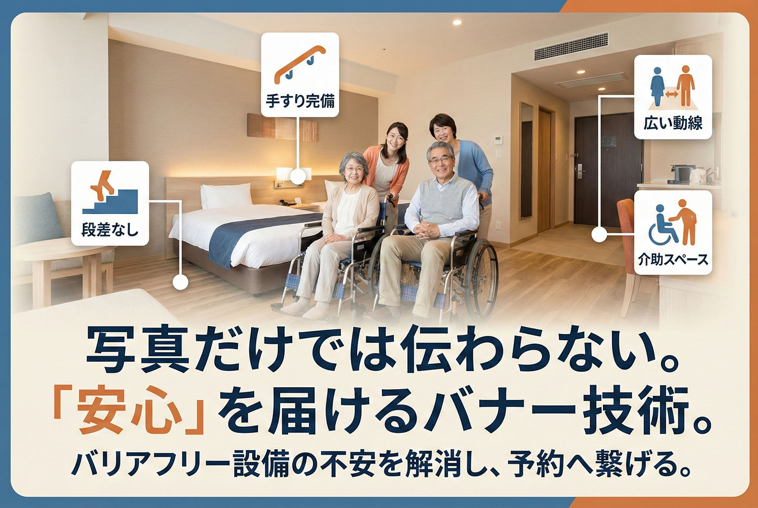 バリアフリールームの設備を伝える宿泊バナー
