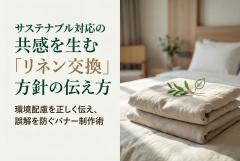 サステナブル対応（リネン交換）を伝えるバナー