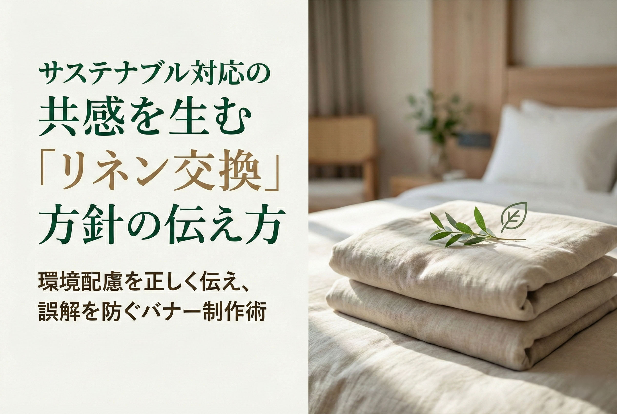 サステナブル対応（リネン交換）を伝えるバナー