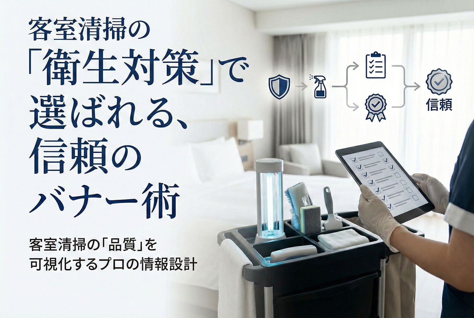 客室清掃の衛生対策を伝える信頼設計バナー