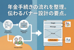 年金受給の手続きフローを案内するバナー