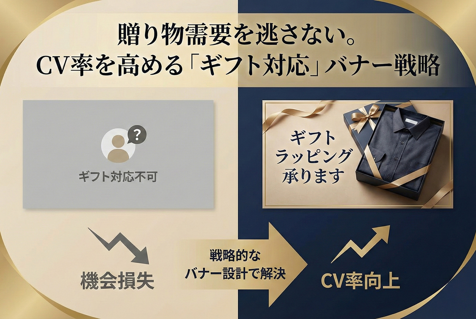 ギフトラッピング可否を明示するアパレル案内バナー