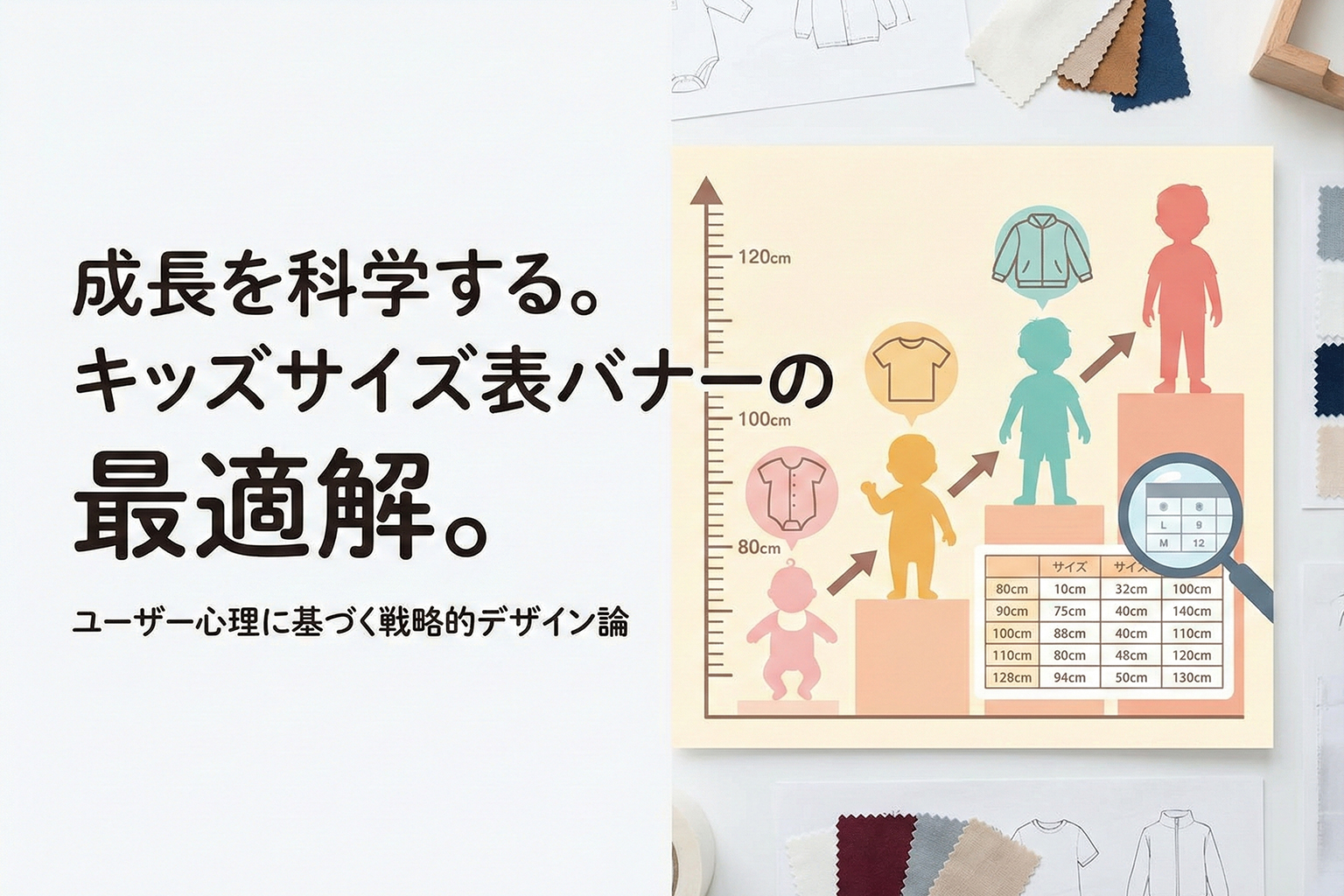 キッズ成長に合わせたサイズ表の見方バナー