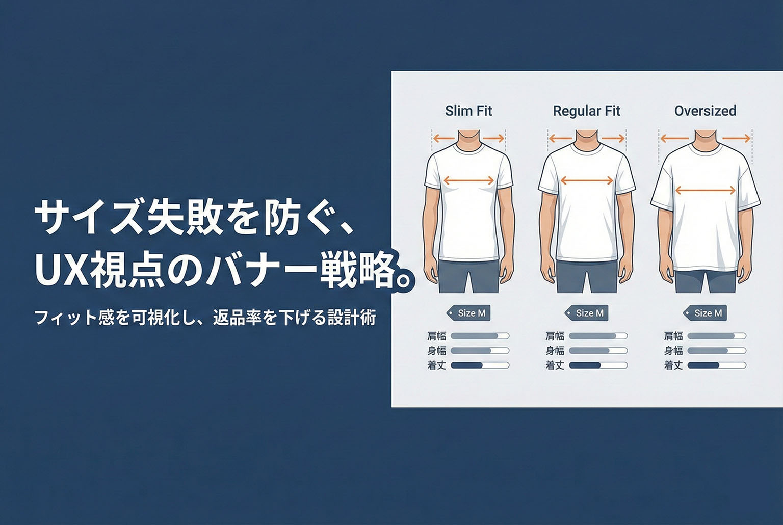 メンズのサイズ選びを支援するフィット感バナー