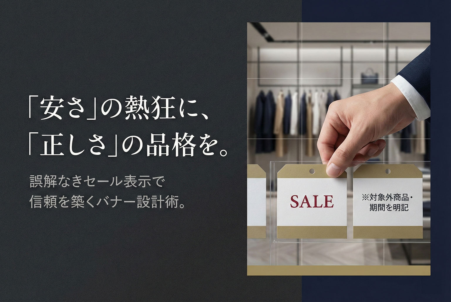 セールの割引率を誤解なく伝える価格表示バナー