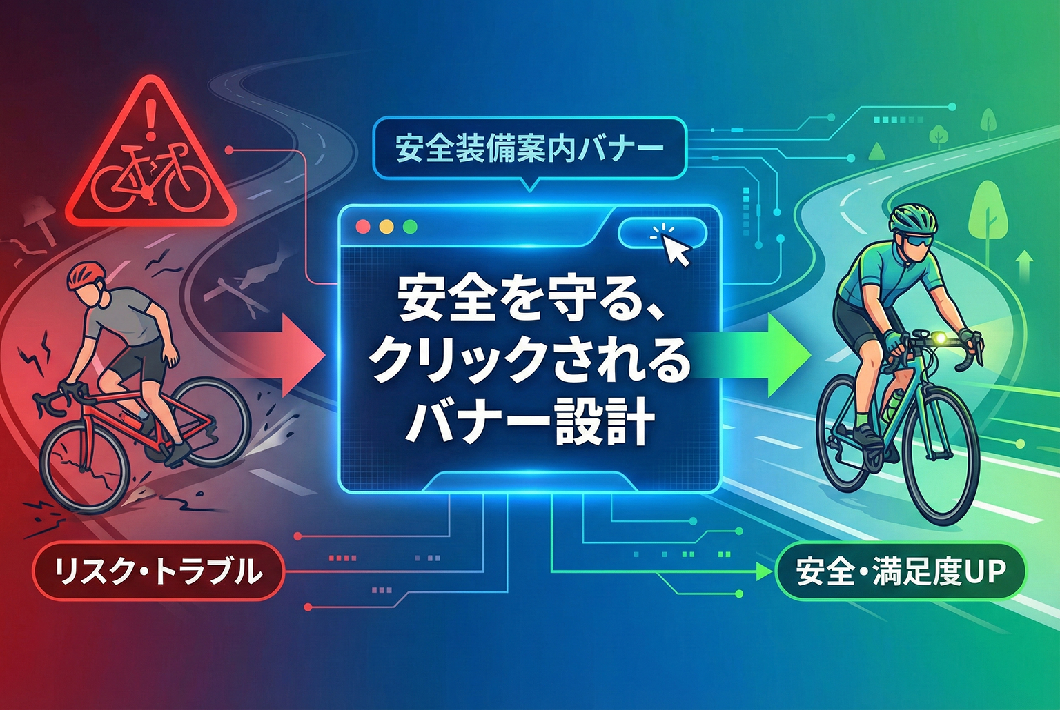 サイクリングイベントの安全装備案内バナー