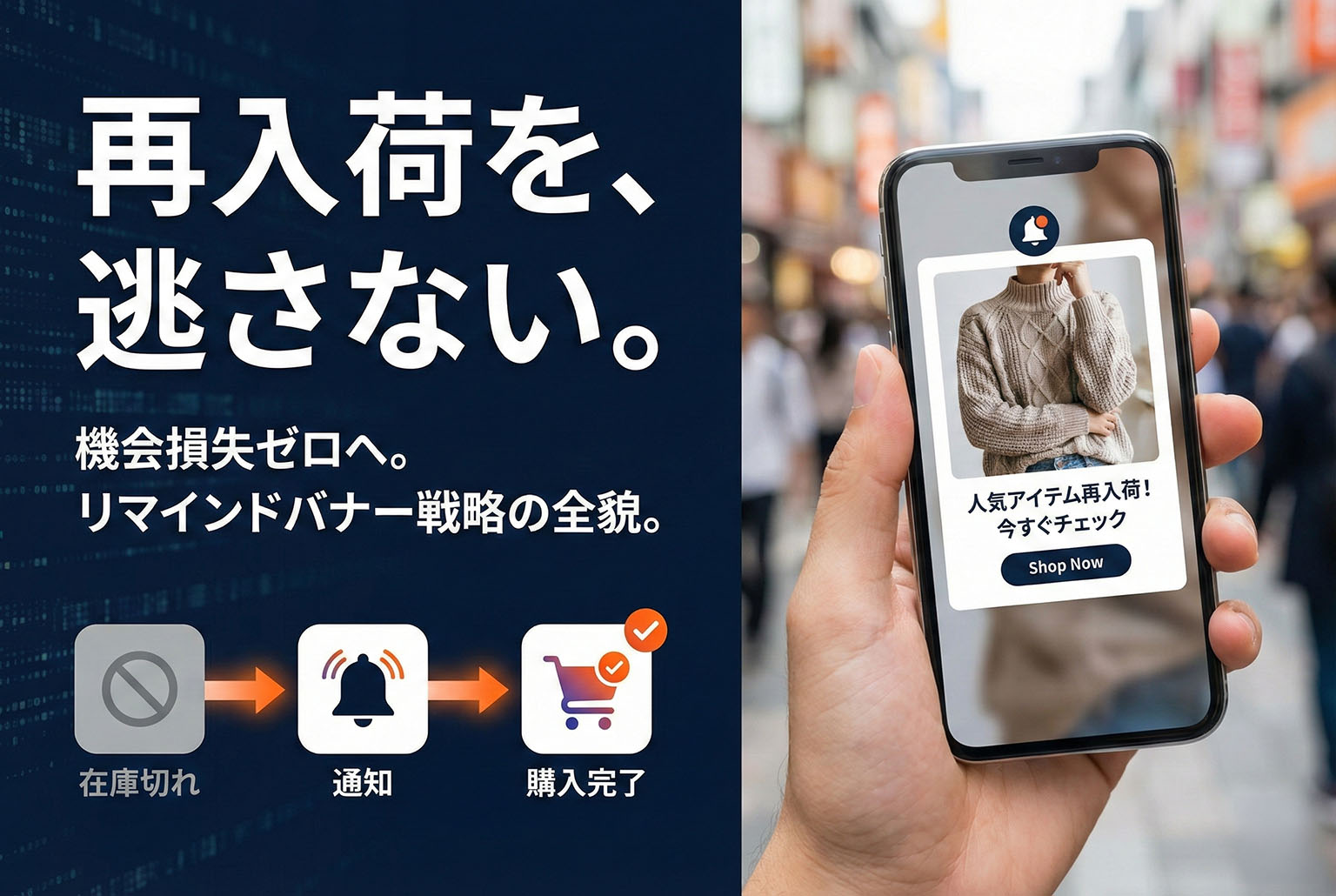 再入荷アイテムの逃さない訴求を行うリマインドバナー