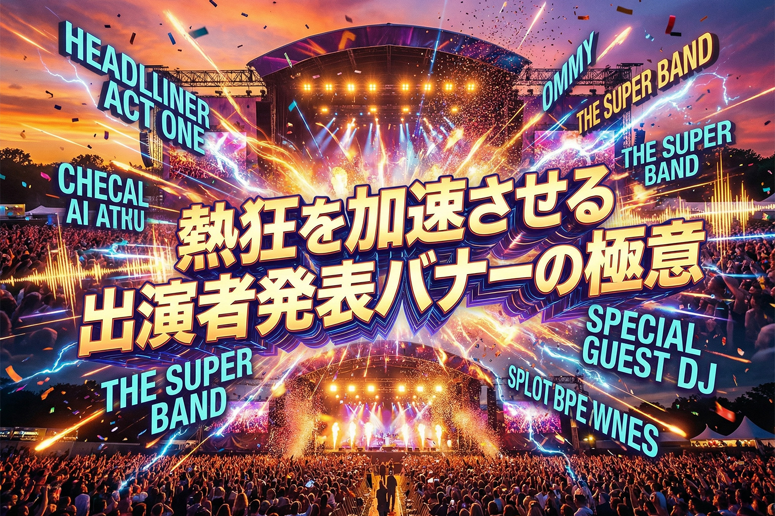フェスの出演者発表を魅せるダイナミックバナー