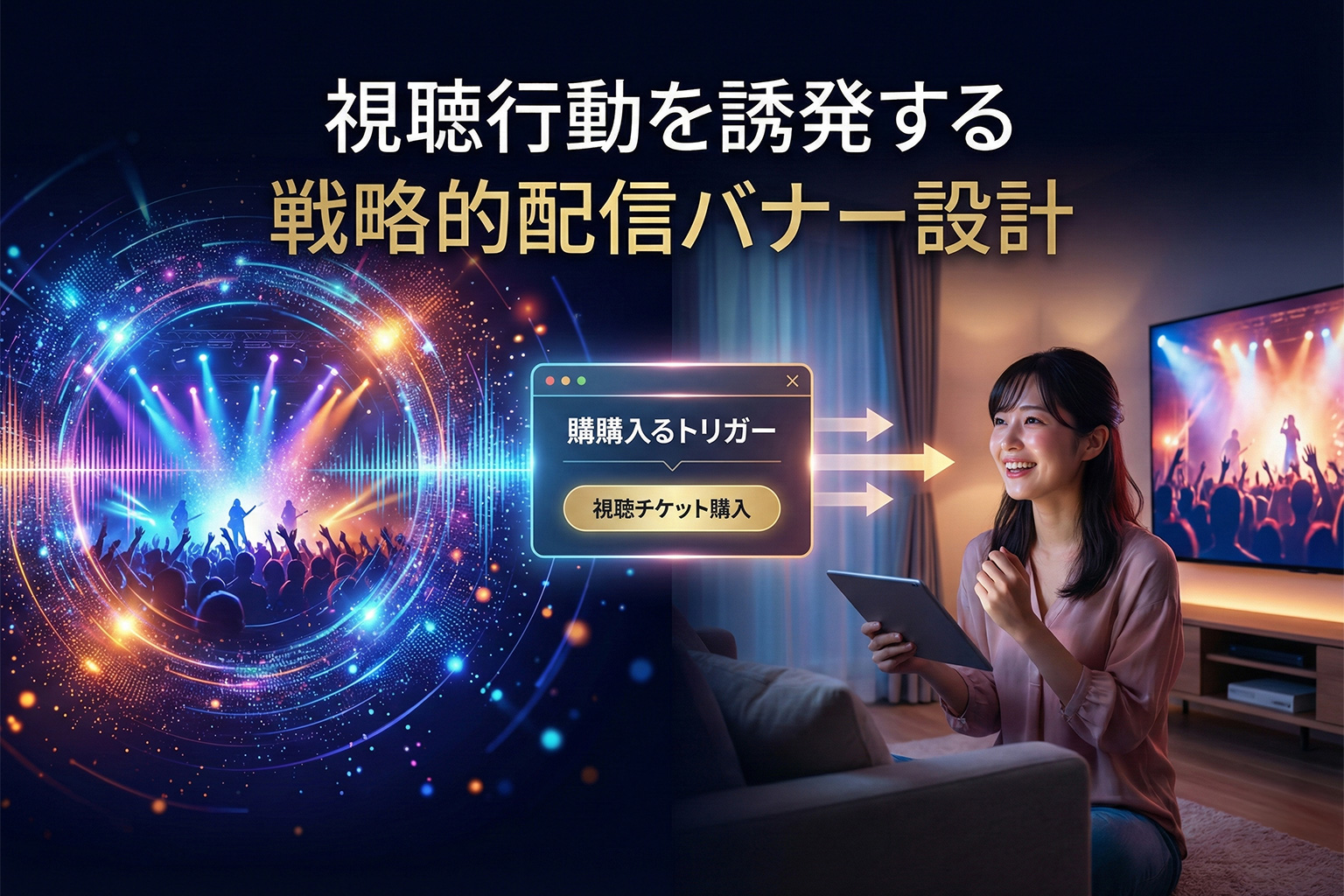 配信ライブの視聴チケット誘導を高めるバナー