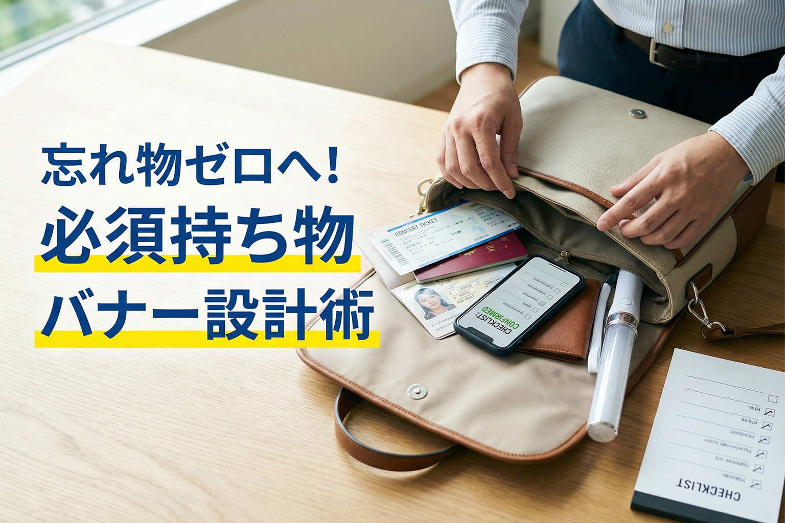 イベント当日の持ち物リストを示す注意喚起バナー