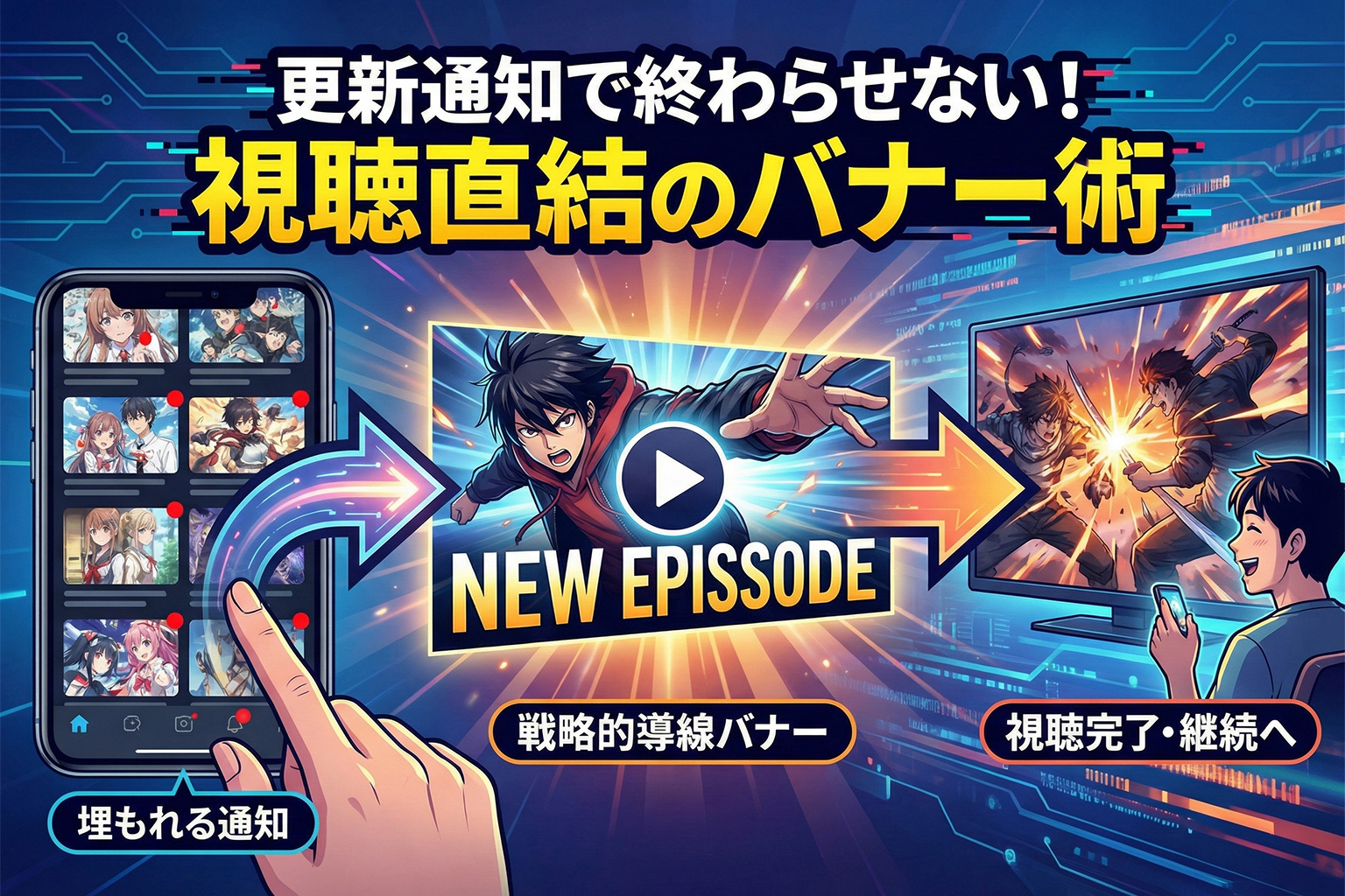 アニメ配信の新着エピソード告知バナー