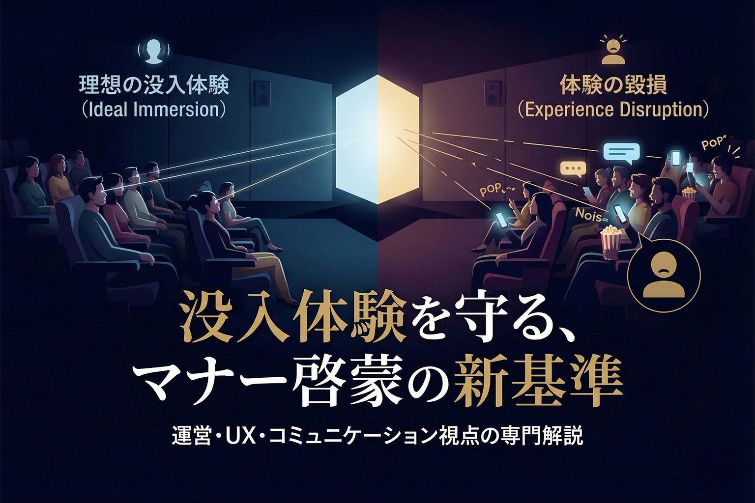 映画館の鑑賞マナーを伝える注意喚起バナー