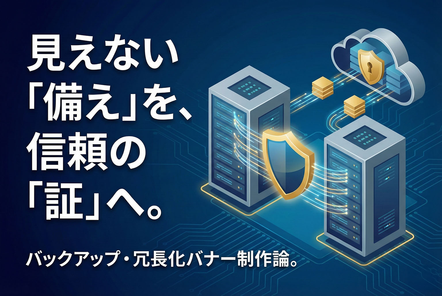 バックアップ・冗長化の体制を示す信頼設計バナー