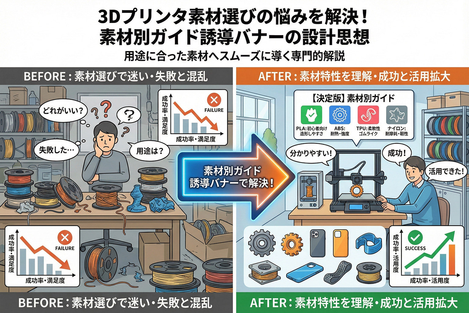 家庭用3Dプリンタの素材別ガイド誘導バナー