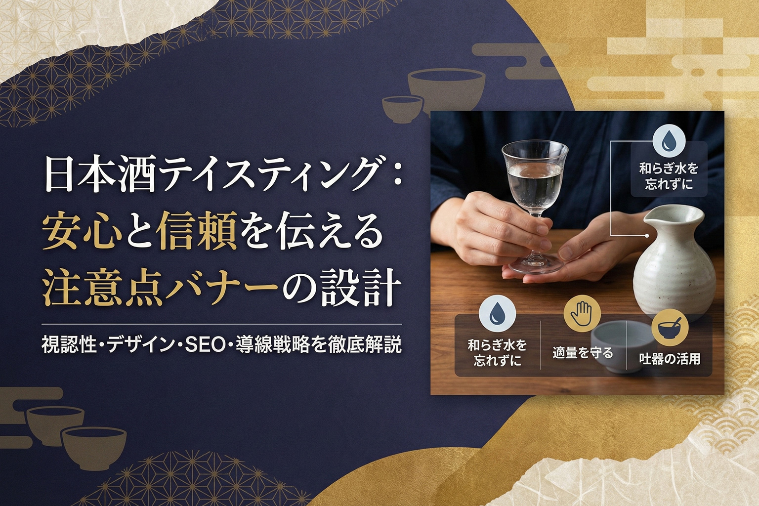 日本酒テイスティングの注意点を伝える案内バナー