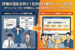 人事評価サイクルの時期を伝える社内向けバナー