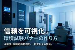 環境試験（温湿度/振動）の対応範囲を示すバナー