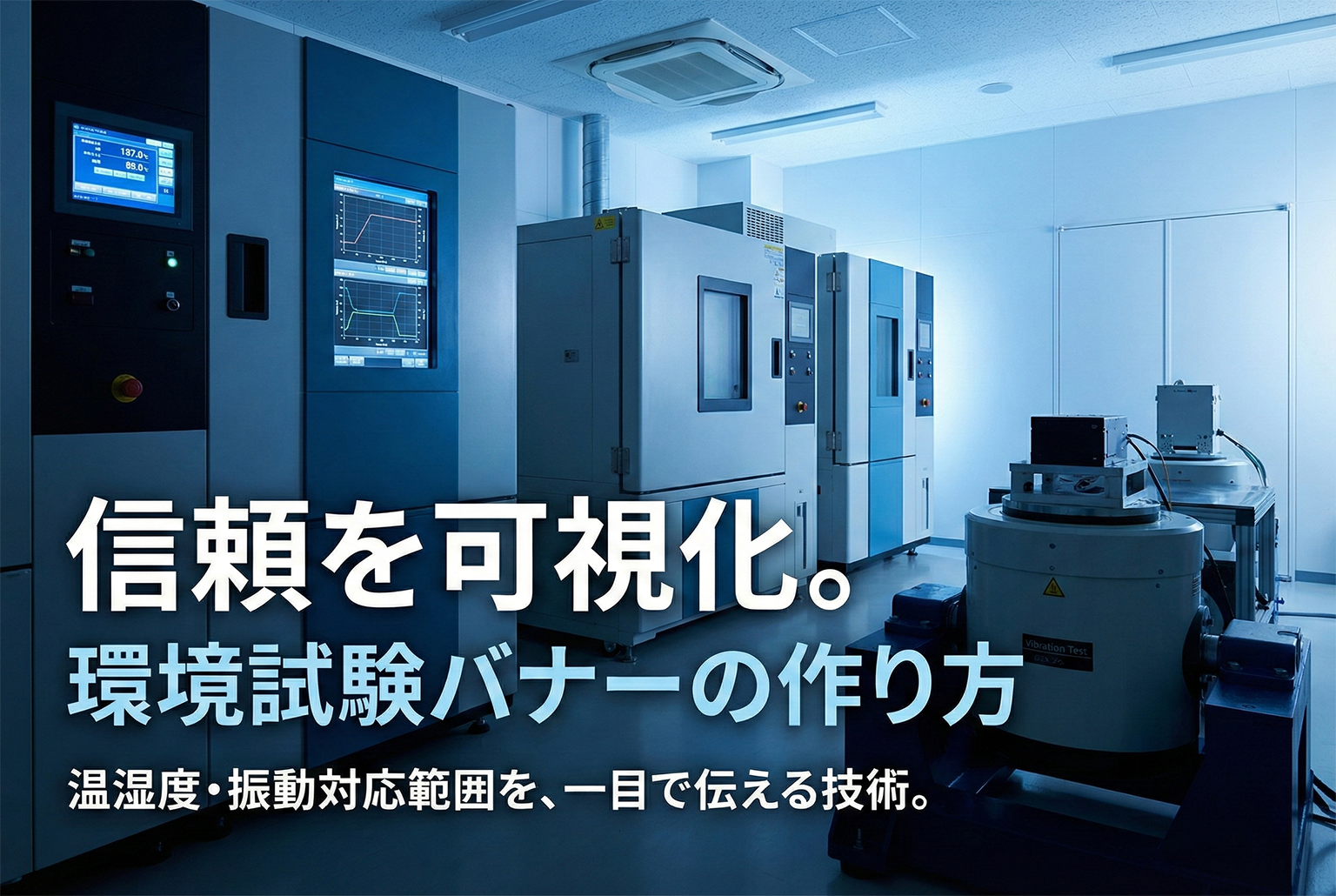環境試験（温湿度/振動）の対応範囲を示すバナー
