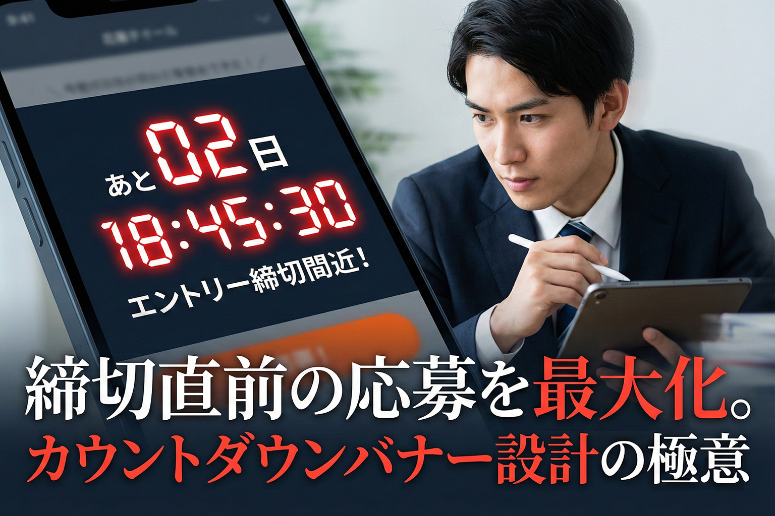 新卒エントリーの締切を明確化するカウントダウンバナー