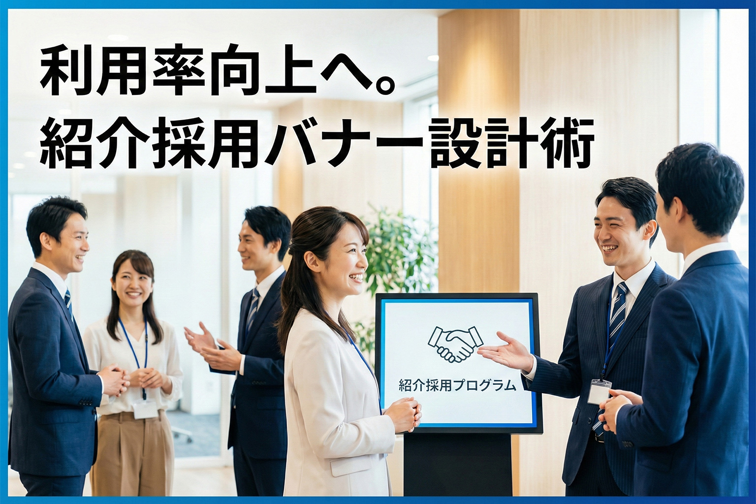 紹介採用プログラムのルールを伝える社内バナー