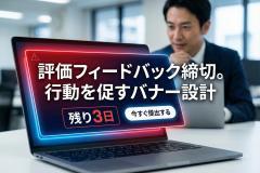評価フィードバックの締切を促す社内通知バナー