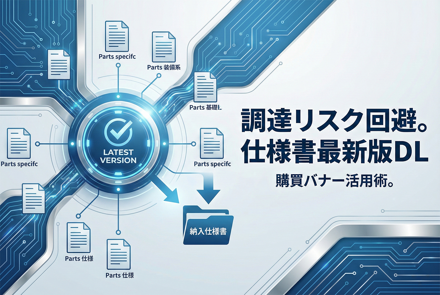部品納入仕様書の最新版DLを促す購買バナー