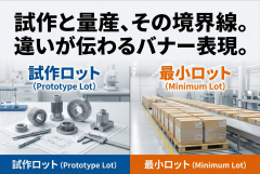 最小ロット/試作ロットの違いを示す発注バナー