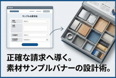 素材サンプル請求の必要事項を明確化するバナー