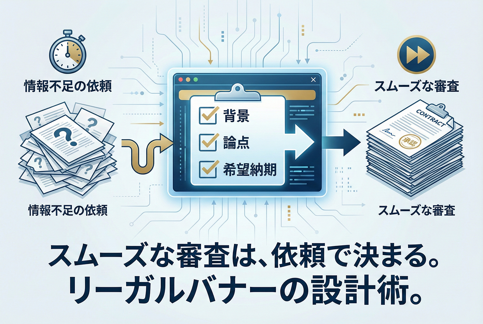契約書レビュー依頼の必要情報を示すリーガルバナー