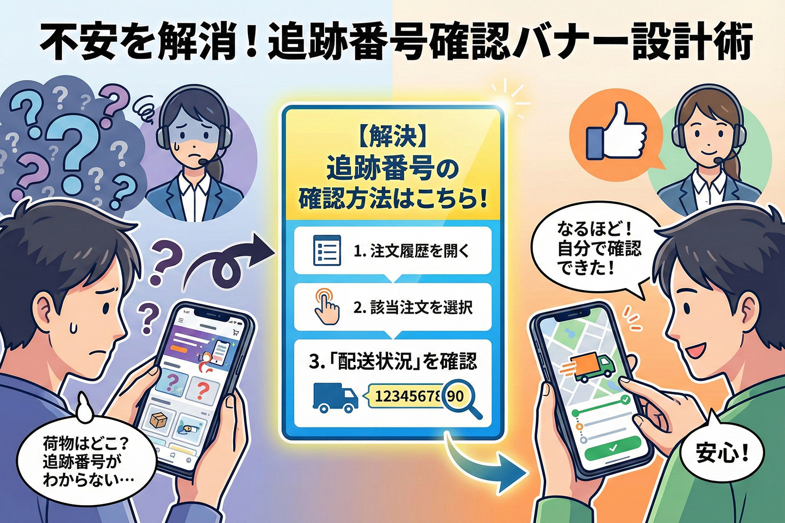 追跡番号の確認方法を示すトラッキングバナー